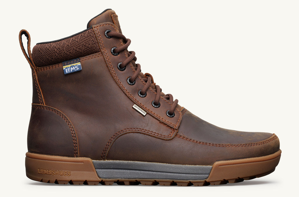 Lems Boots Waterproof Men's Boulder Summit Dark Brown | WTO6573RC