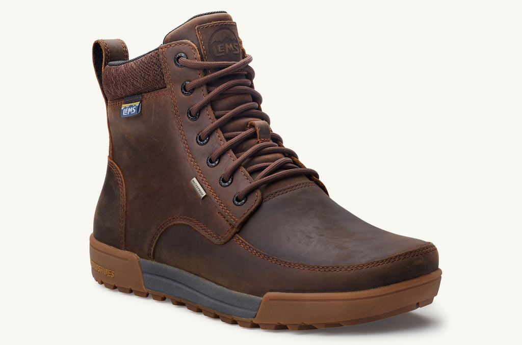Lems Boots Waterproof Men's Boulder Summit Dark Brown | WTO6573RC