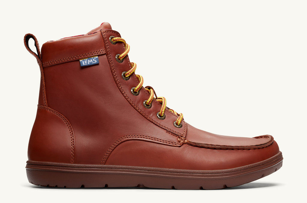 Lems Leather Boots Men's Boulder Dark Red | KCJ2860UG