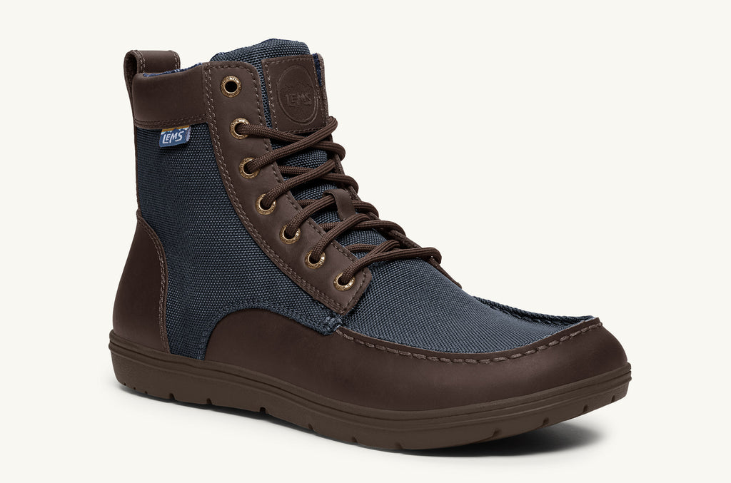 Lems Nylon Boots Men's Boulder Navy Brown | GRW2430TA