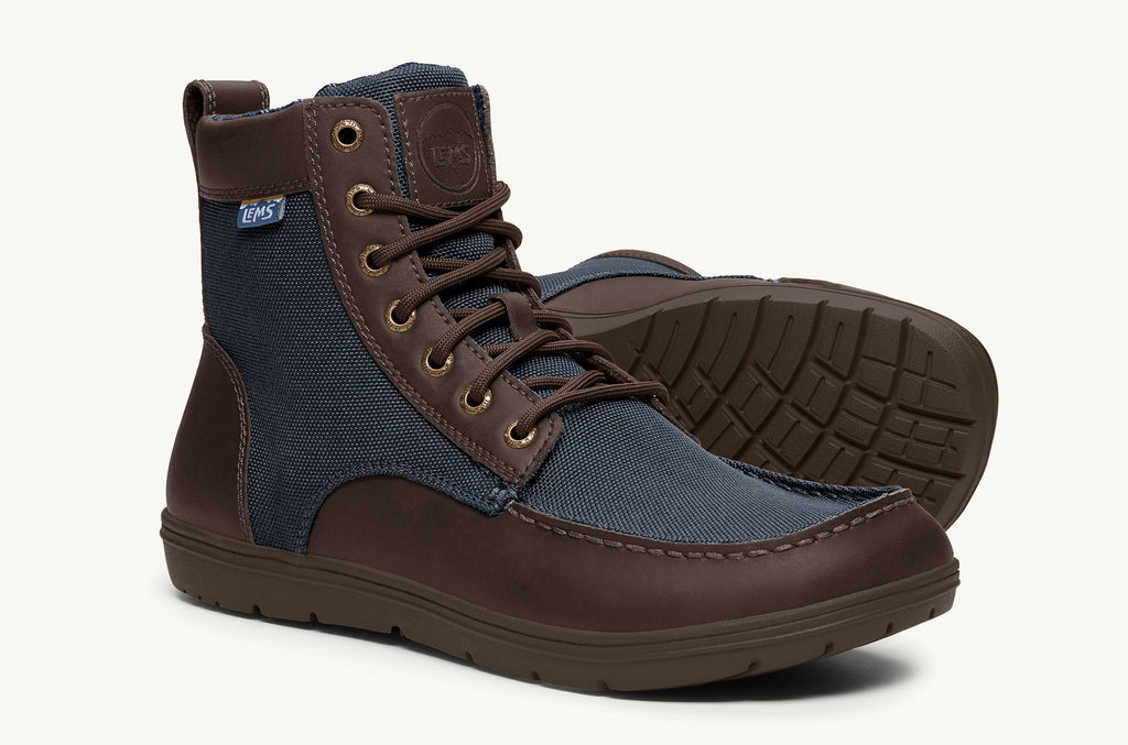 Lems Nylon Boots Men\'s Boulder Navy Brown | GRW2430TA